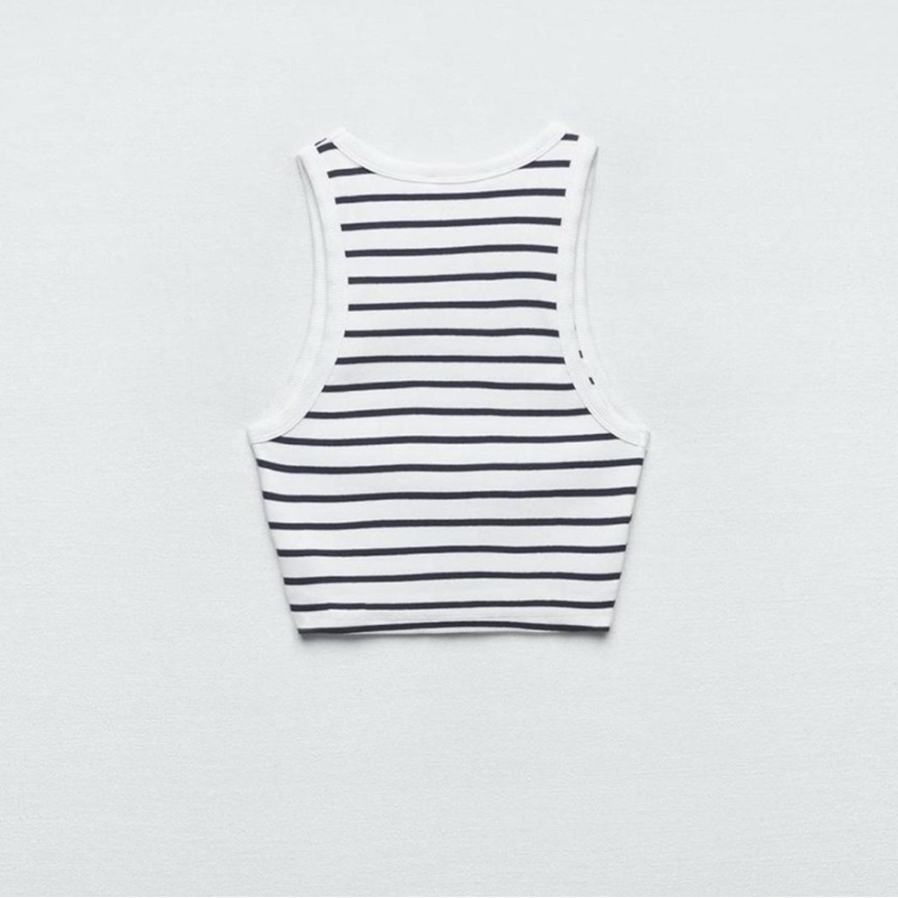 Zara Black and White Striped Crop Top